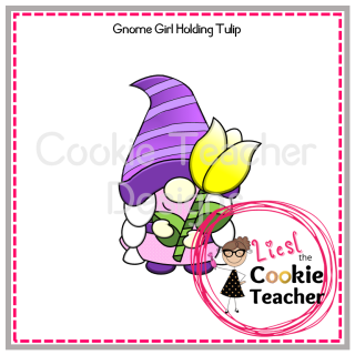 Gnome Girl Holding Tulip